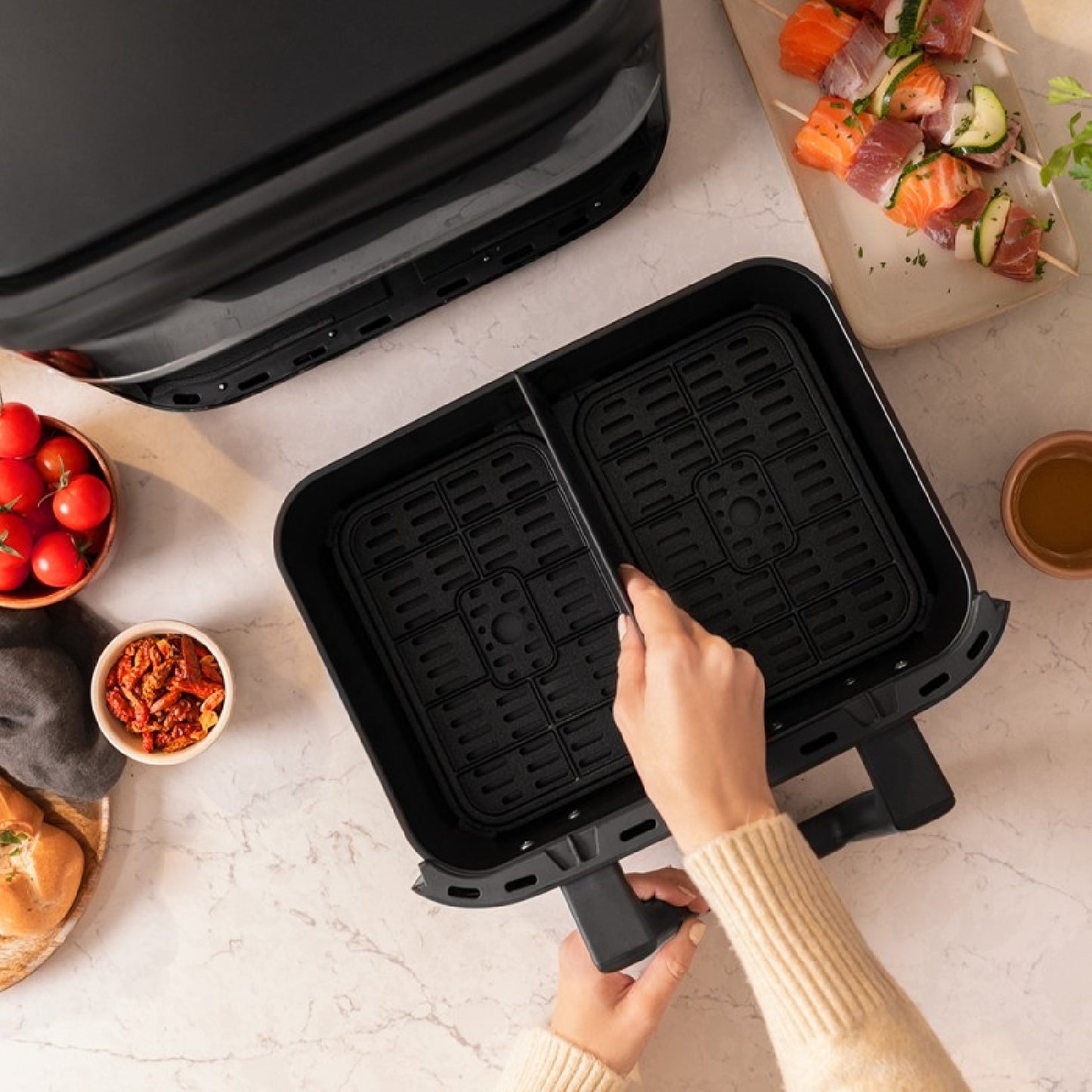Freidora De Aire Sin Aceite De 9 L Cecofry Dual 9000 Air Fryer. 2850 W, Digital Y Compacta, Temperatura Dual, Tecnología Perfectcook, Opción De Divi_2