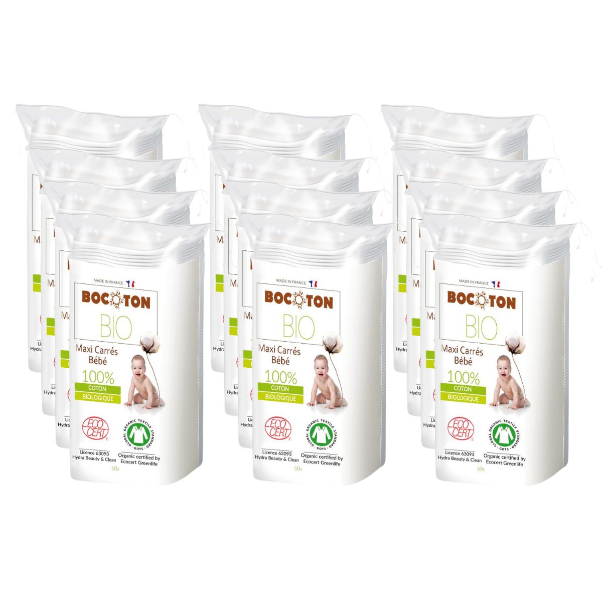 Pack 12x Algodón bebé Maxi Bocoton 60 uds