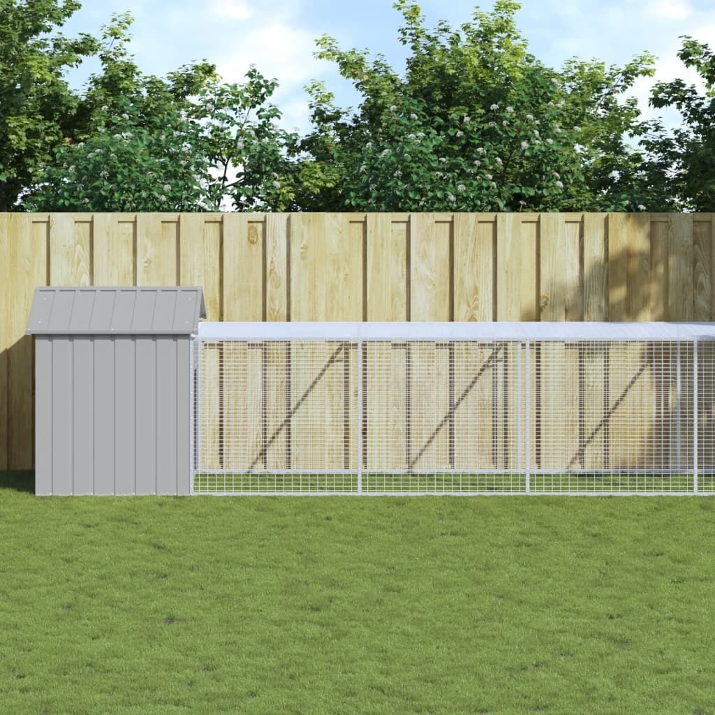Vidaxl Gallinero Y Corral Acero Galvanizado Gris Claro 117x1221x123 Cm_1