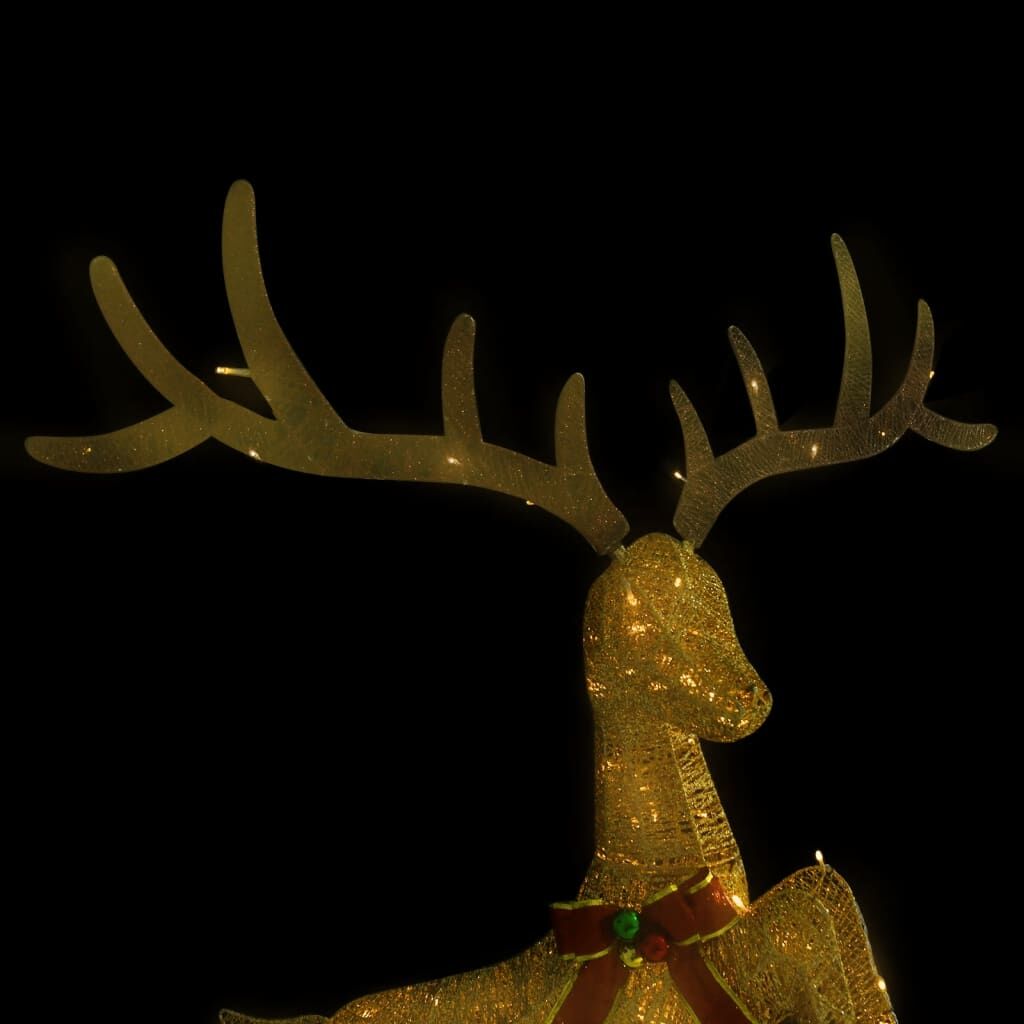 Vidaxl Reno Decorativo De Navidad Dorado 120 Leds Blanco Cálido_3