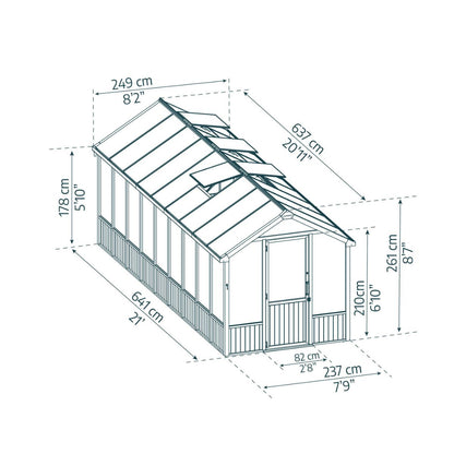 Estufa de Jardim Canopia NATURA Dupla Camada Policarbonato e Madeira de Cedro 641x237,5x261 cm Preto