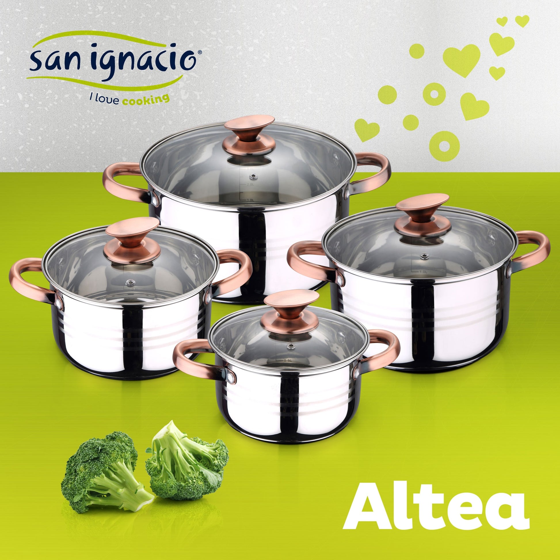 Bateria De Cocina 8 Piezas Apta Para Induccion San Ignacio Altea En Acero Inoxidable Con Set De 3 Utensilios De Cocina En Nylon_1