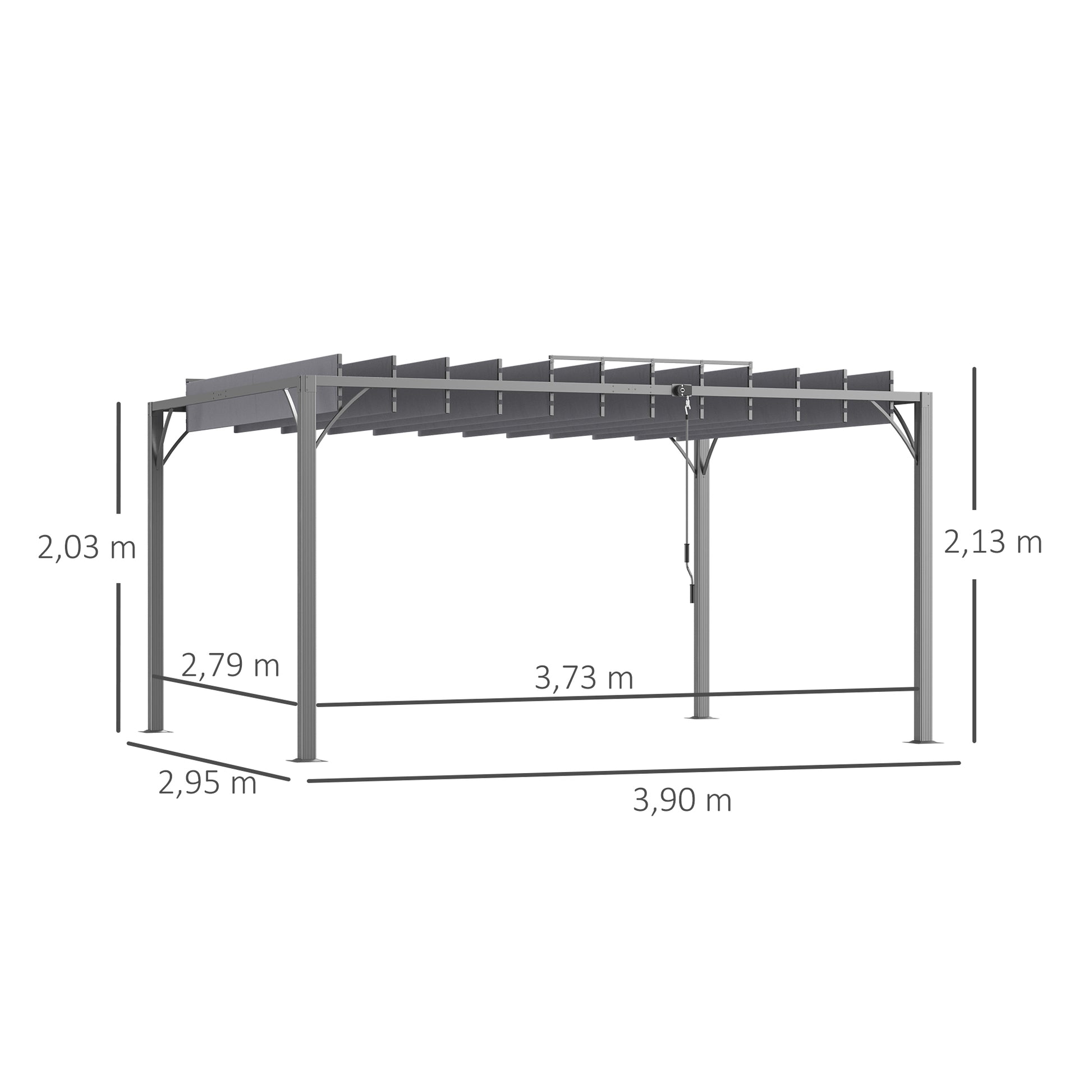 Outsunny Pérgola 4x3 M Con Diseño De Lamas Superior Giratorio Hasta 135° Gris_2