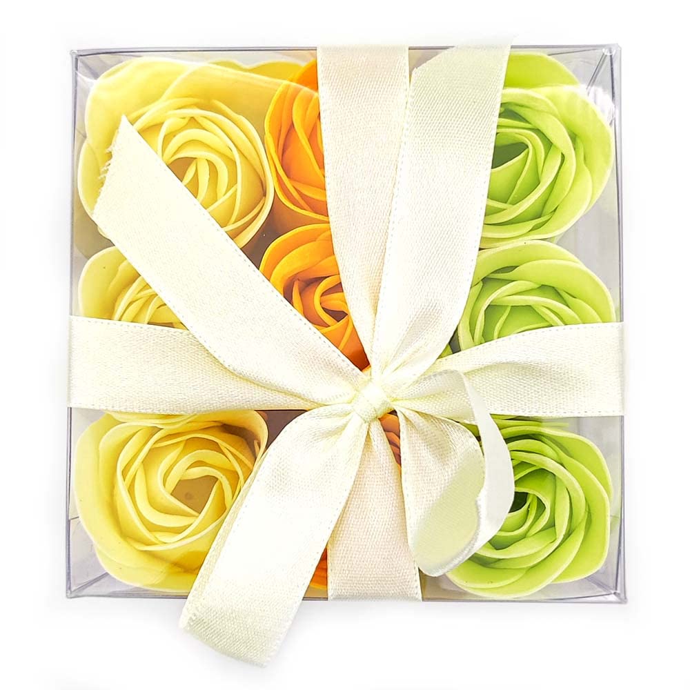 Caja 9 Rosas De Jabón (amarillo) - Flores Con Pétalos De Jabón Perfumados - Regalo Original Para Días Especiales_2