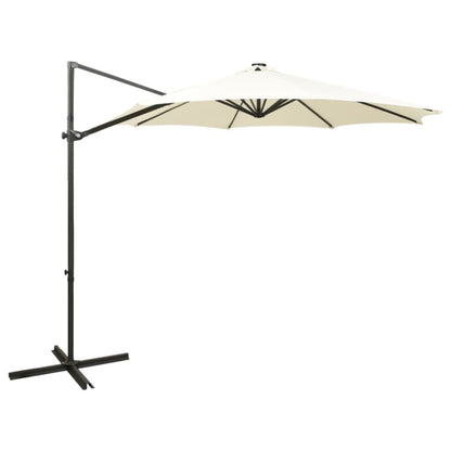 Vidaxl Sombrilla De Jardín Voladiza Con Palo Y Luces Led Arena 300 Cm_0