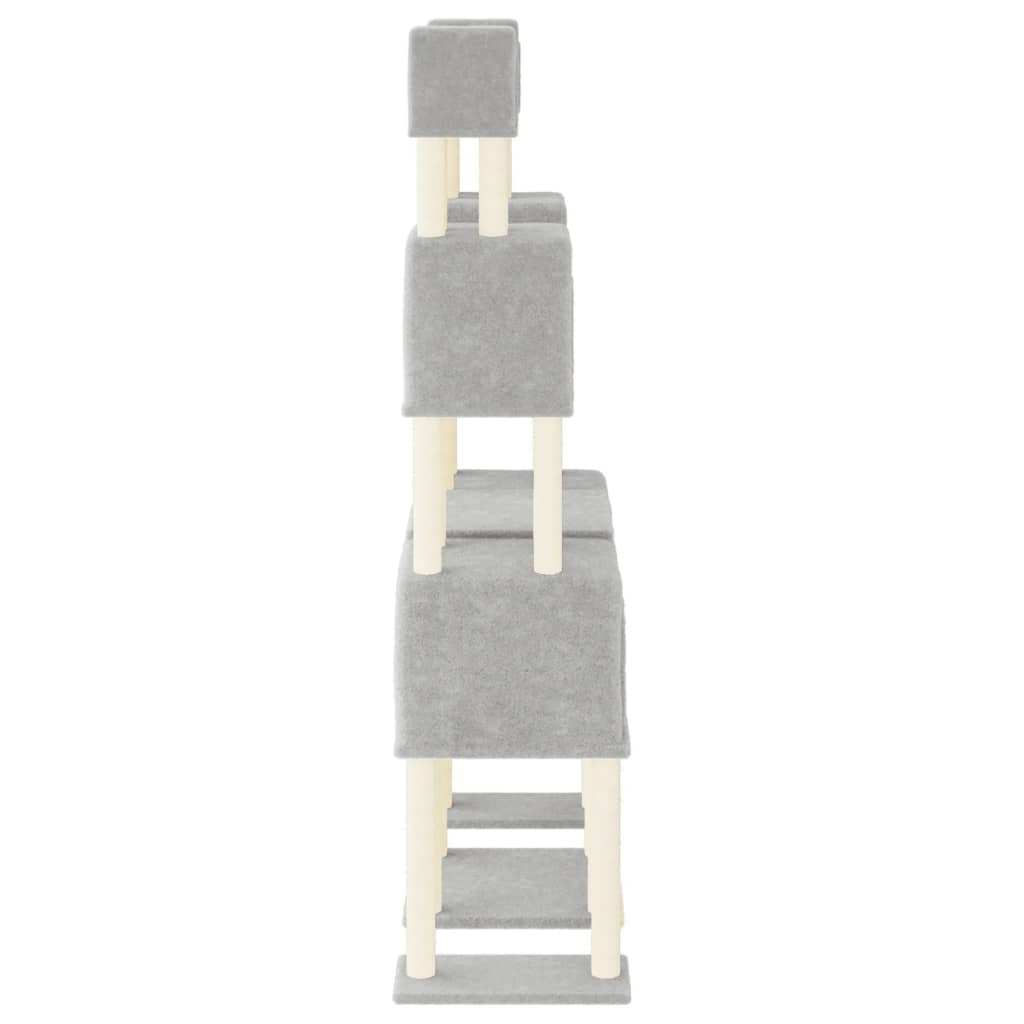Rascador Para Gatos Con Postes De Sisal Gris Claro 199 Cm_3