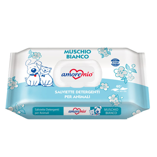 Amoremio Toallitas Musgo Blanco Para Perro Y Gato, Paquete De 40 Toallitas_0