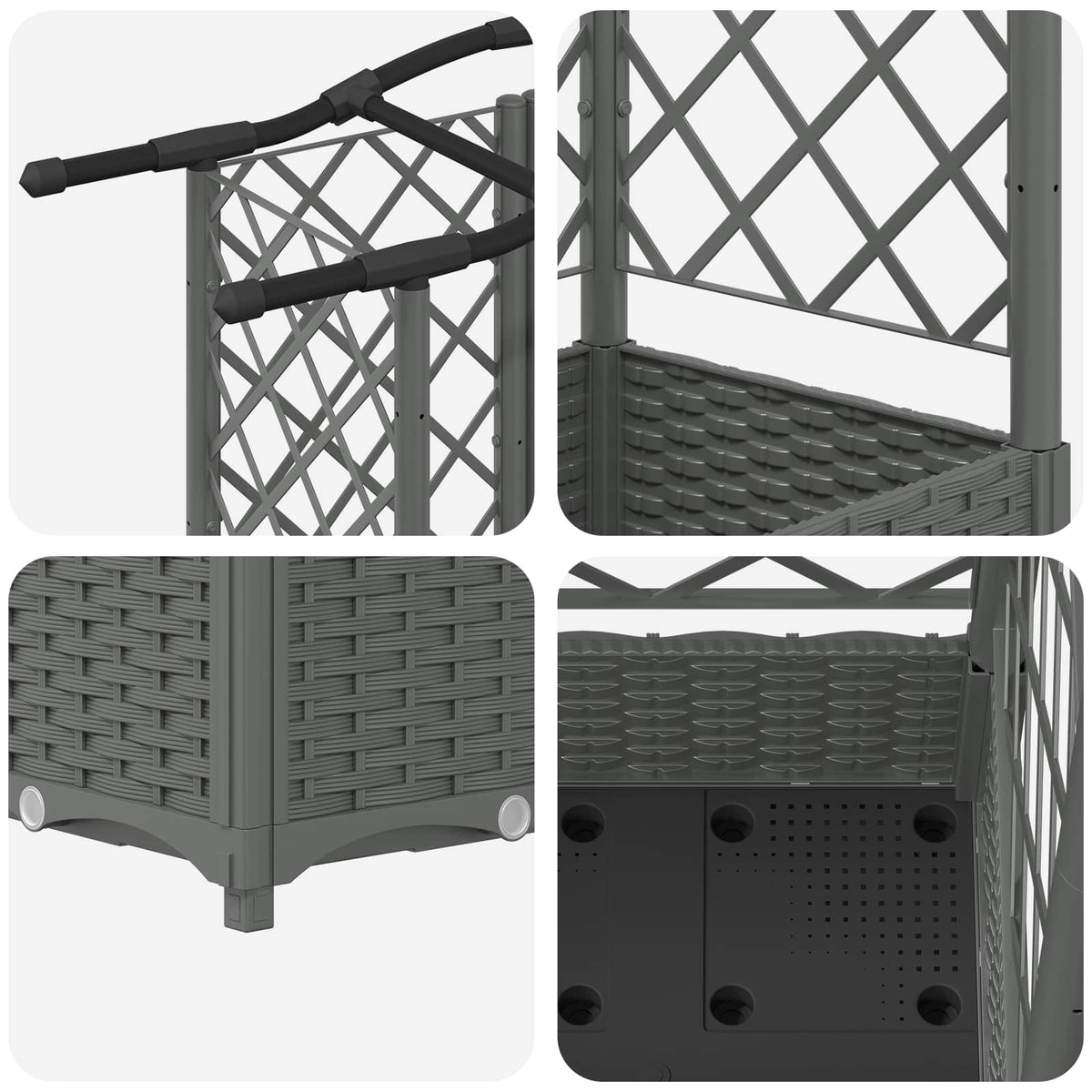 Cama Elevada Con Trellis Y Techo Gris Claro 124 X 40 X 123 Cm_5