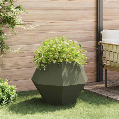 Jardinera 2 Uds. Verde Oliva 75 X 75 X 60 Cm Acero_3