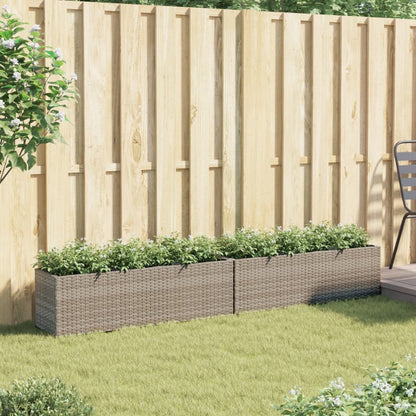 Jardineras Con 3 Maceteros 2 Uds Ratán Pe Gris 105x30x32 Cm_2