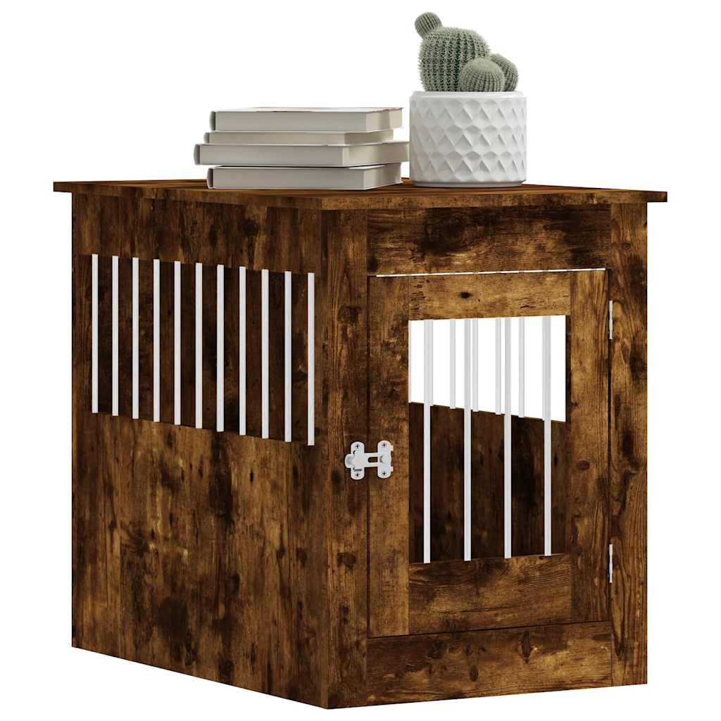 Jaula Para Perros Madera Ingeniería Roble Ahumado 55x80x68 Cm_3