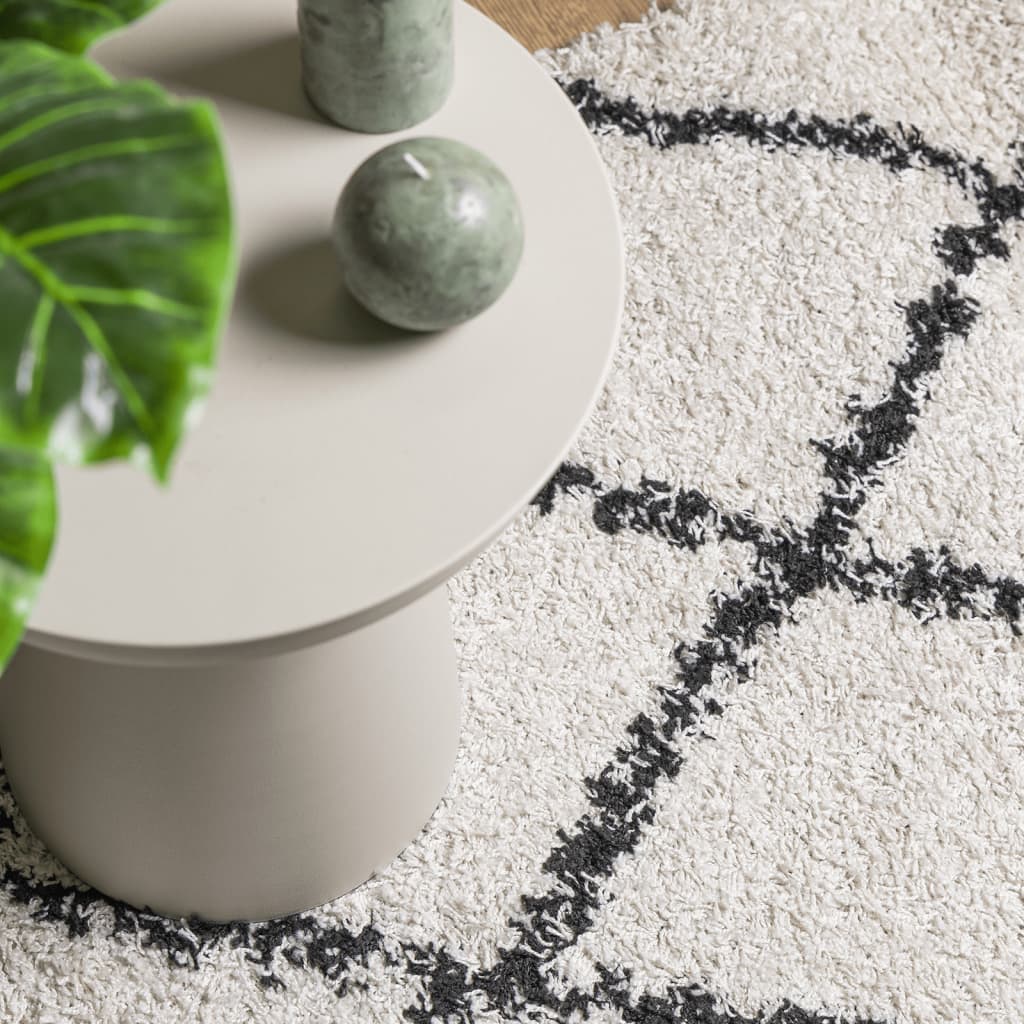Alfombra De Pelo Largo Moderna Pamplona Crema Y Negro 80x250 Cm / Vetonek_3