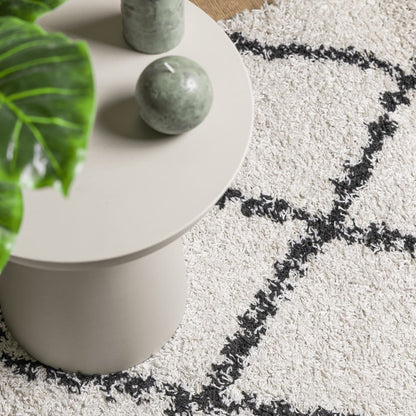 Alfombra De Pelo Largo Moderna Pamplona Crema Y Negro 80x250 Cm / Vetonek_3
