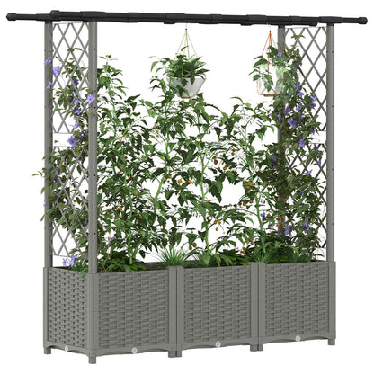 Cama Elevada Con Trellis Y Techo Gris Claro 162,5 X 40 X 136 Cm_2