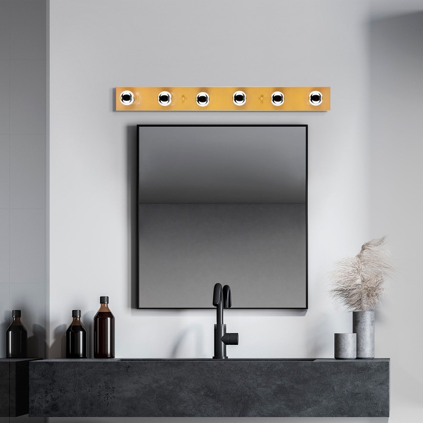 Aplique De Pared, Metal , Oro, 10x10x91, Casquillo 6 X E27 Max 40 W_5