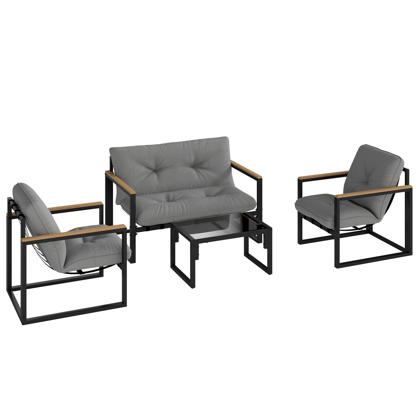 Outsunny Conjunto De Jardín Exterior De 4 Piezas Gris Y Negro_0