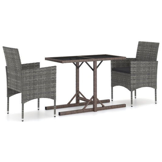 Vidaxl Juego De Comedor Para Jardín 3 Piezas Gris_0