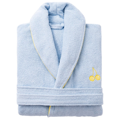 Albornoz M/l 380gsm 100%algodon Azul Con Cereza Amarilla Benetton Fruits Be_0
