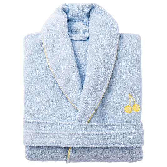 Albornoz M/l 380gsm 100%algodon Azul Con Cereza Amarilla Benetton Fruits Be_0