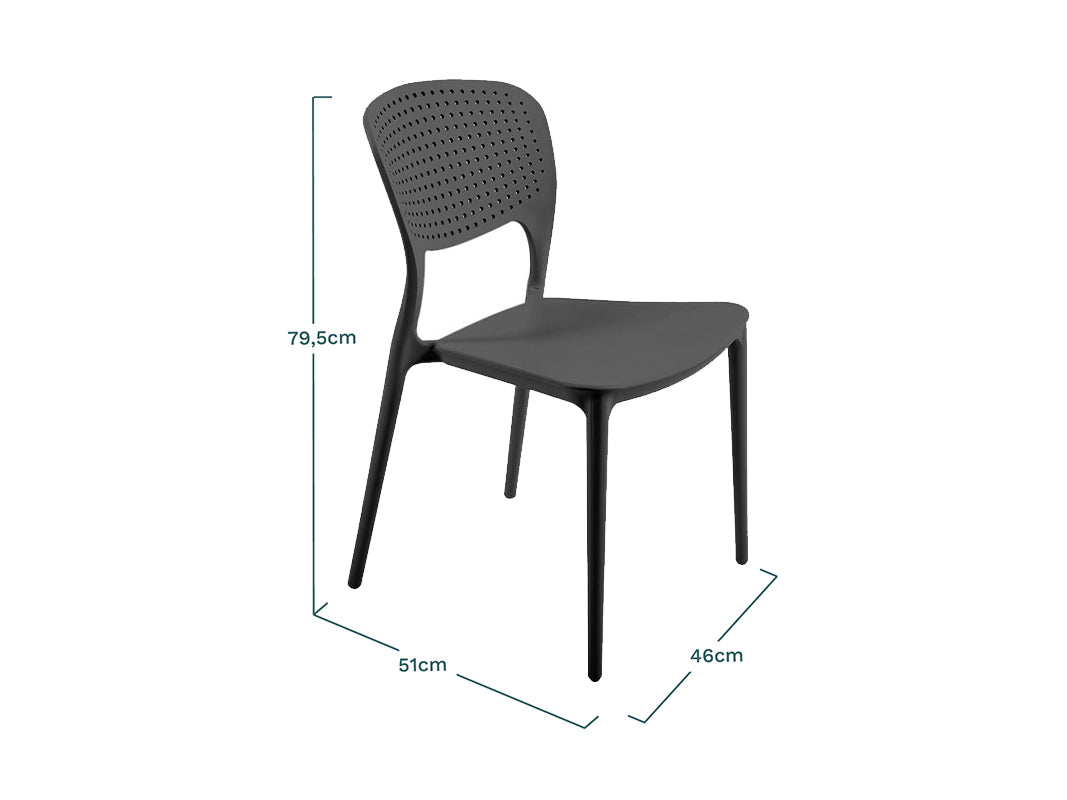 Juego De 4 Sillas Apilables De Polipropileno Carbono Negro - Muebles De Jardín - 46x51xh79.5cm_4