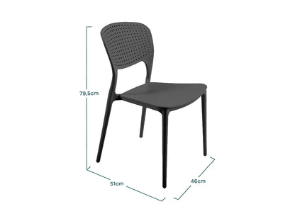 Juego De 4 Sillas Apilables De Polipropileno Carbono Negro - Muebles De Jardín - 46x51xh79.5cm_4