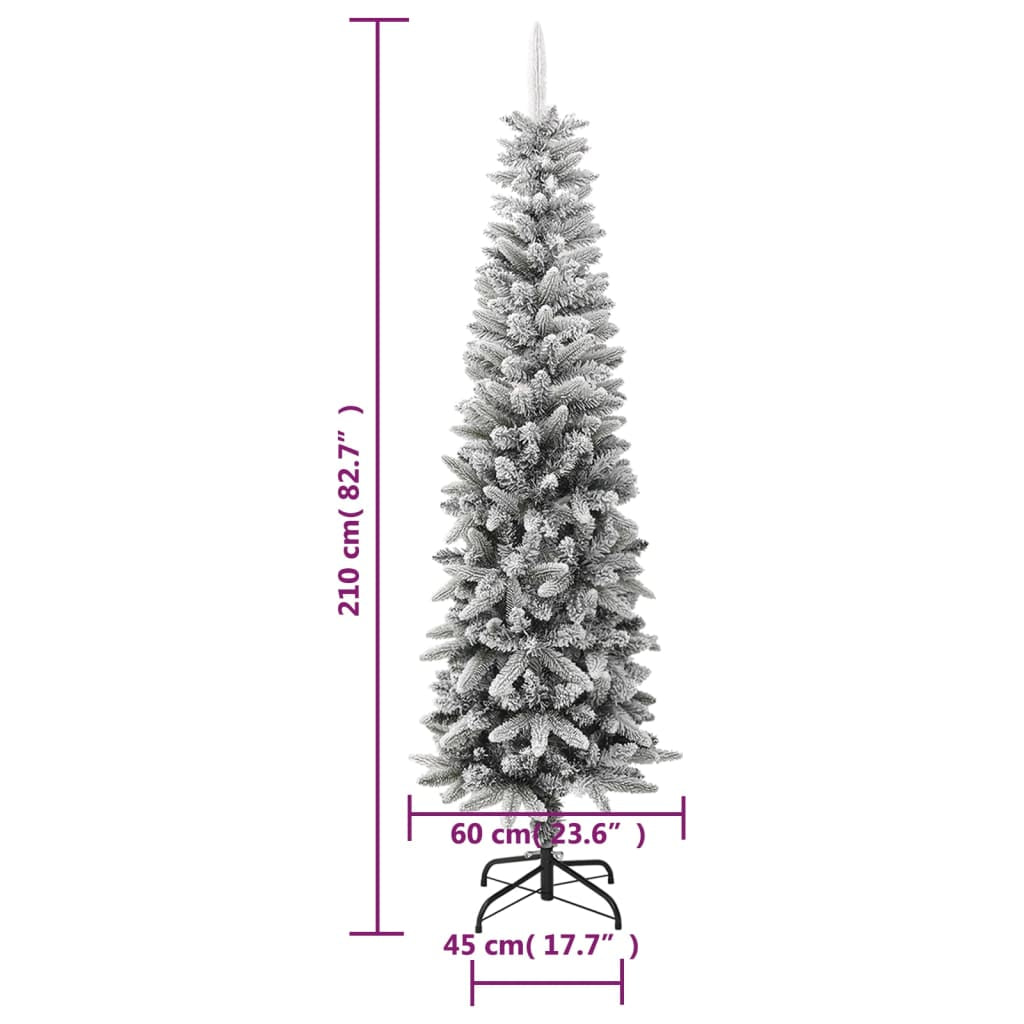 Vidaxl Árbol De Navidad Artificial Estrecho Con Nieve Pvc Y Pe 210 Cm_2