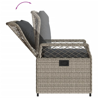 Set Comedor De Jardín 3 Pzas Cojines Ratán Sintético Gris Claro / Vetonek_2