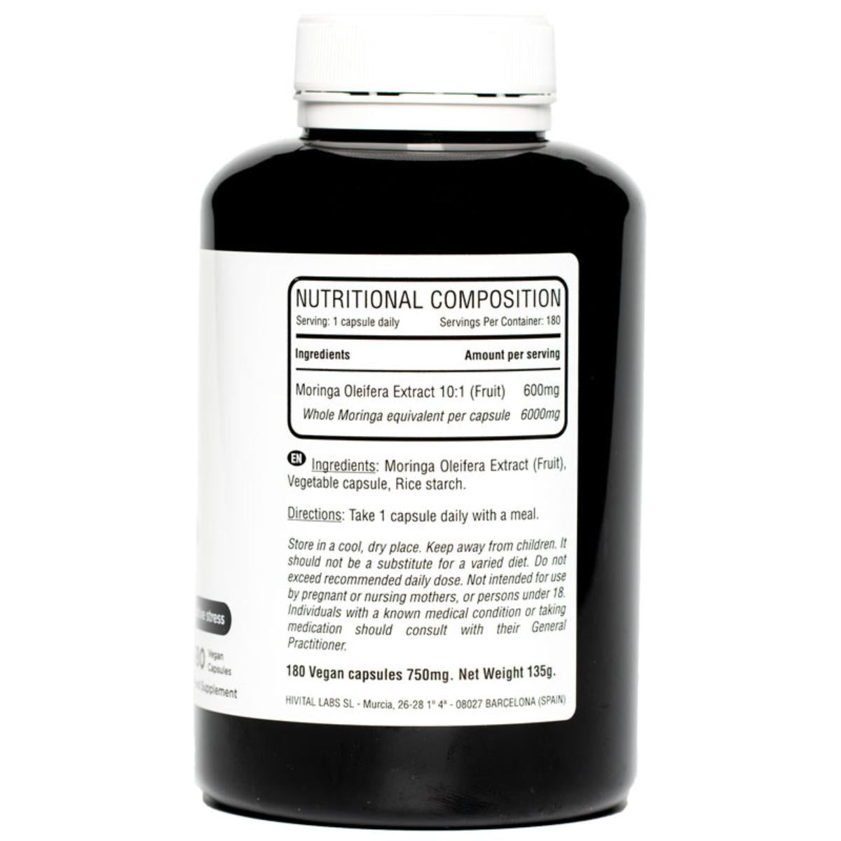 Moringa oleifera 6000 mg 180 cápsulas vegan Hivital