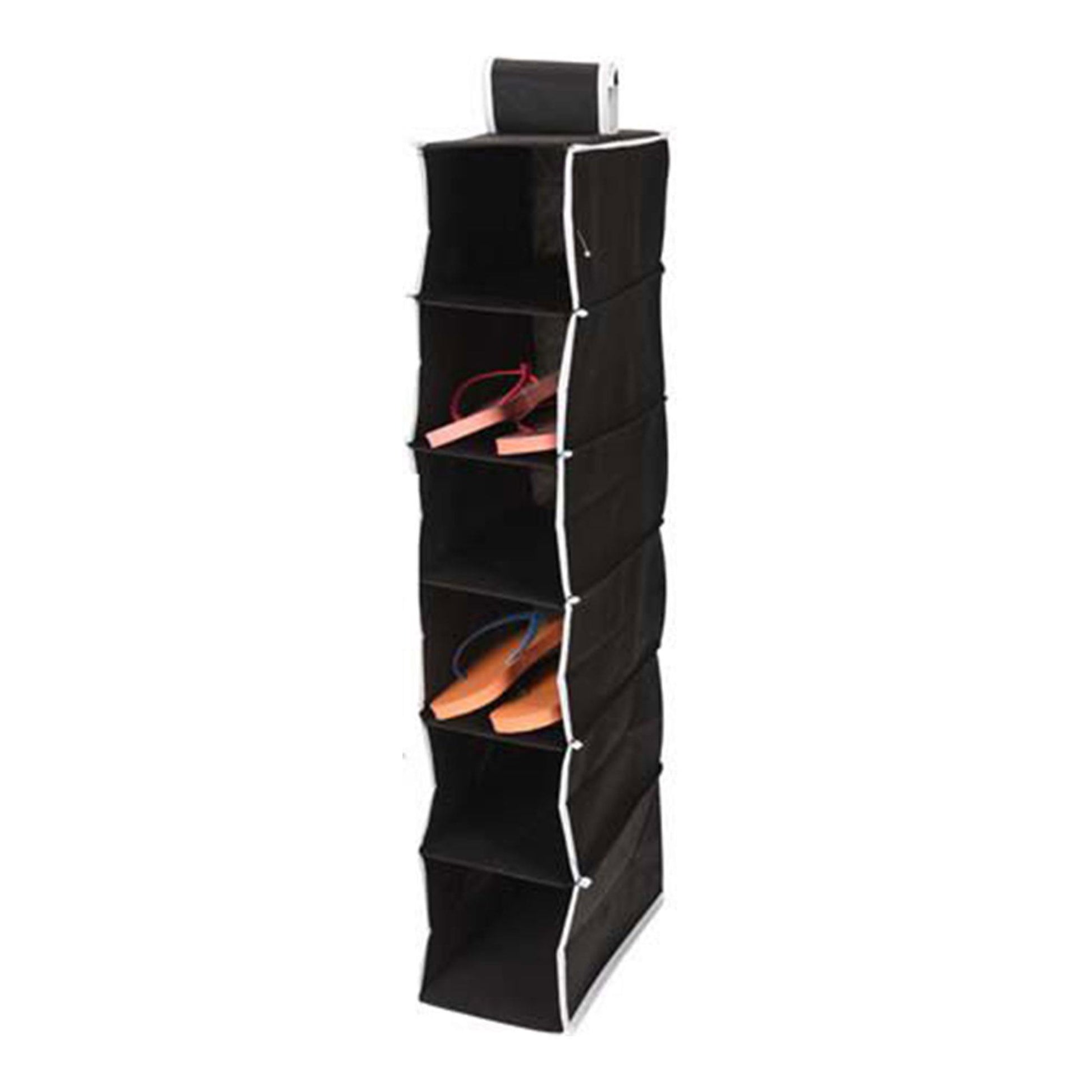 Well Home Organizador Colgante De Almacenamiento Con 6 Compartimentos 15x30xh84cm Negro Con Ribetes Blancos_0