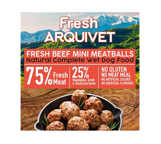 MINI Almôndegas de Carne Frescas Arquivet 200 g Mini almôndegas de carne de vaca, batata-doce e cenoura
