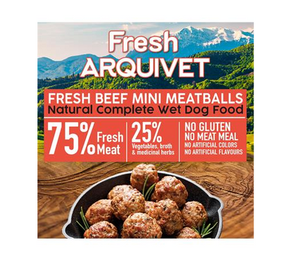 MINI Almôndegas de Carne Frescas Arquivet 200 g Mini almôndegas de carne de vaca, batata-doce e cenoura