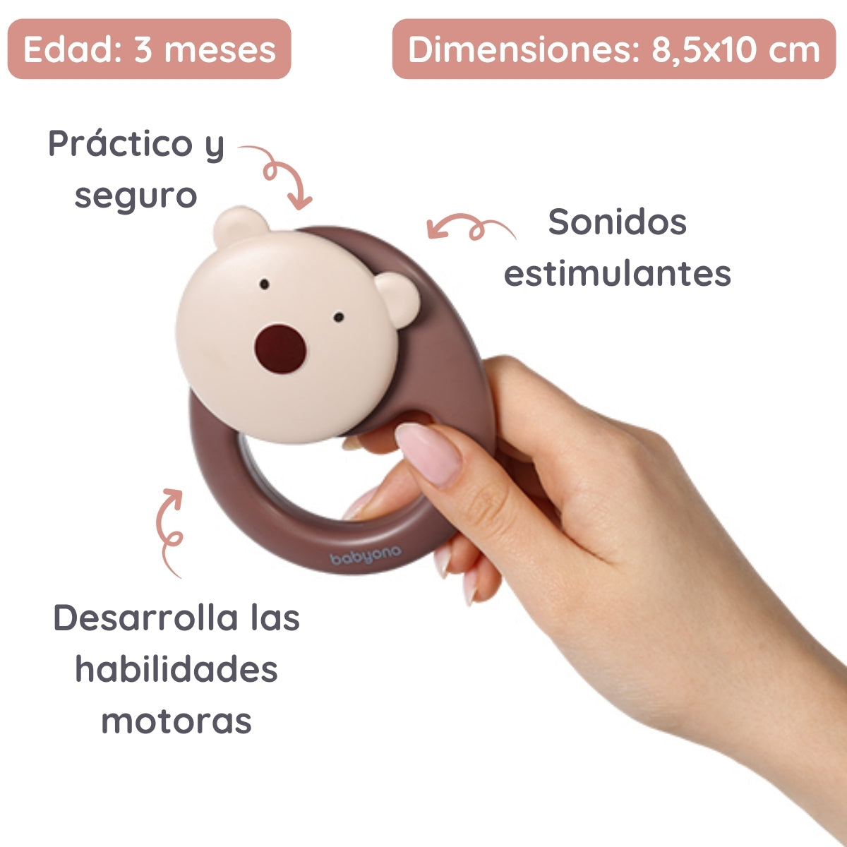 Sonajero Fácil Agarre Para Bebés 3m+ Osito_3