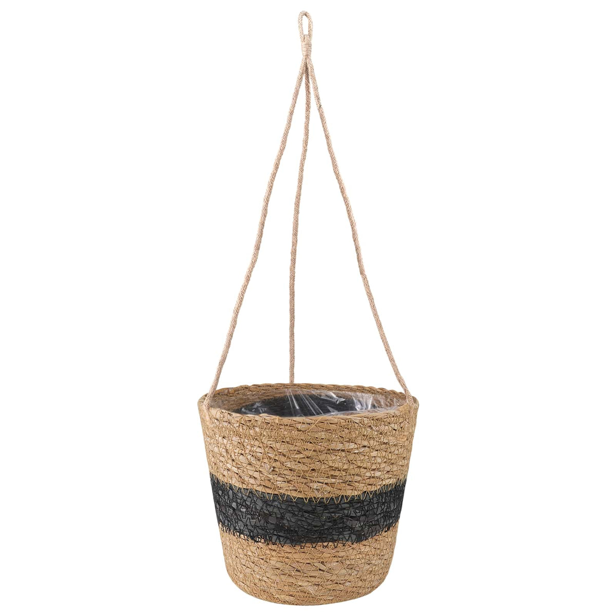 Hanging Plant Pot 3 Uds. Natural Y Negro Ø26 X 19 Cm_2