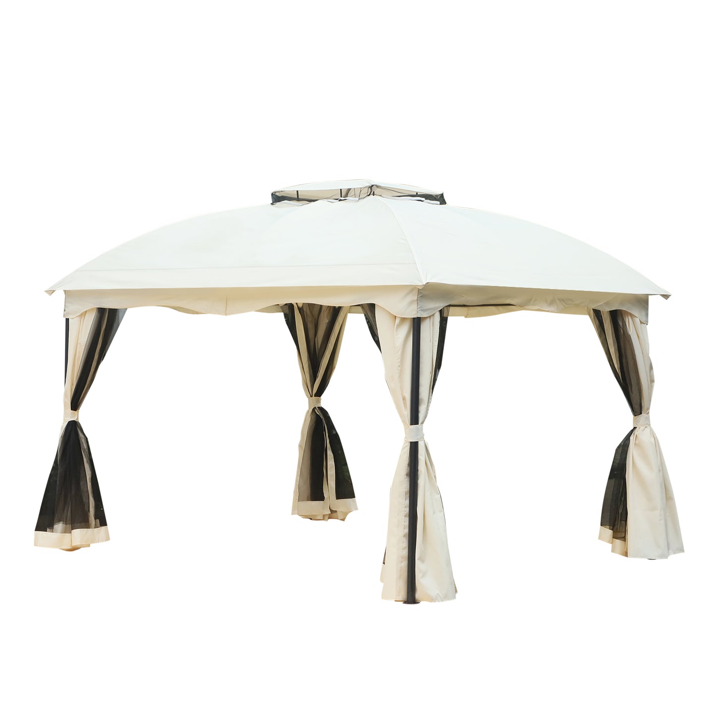 Outsunny Cenador Con Techo Gazebo Exterior 3x3.65x2.75m Con Pared Lateral_0