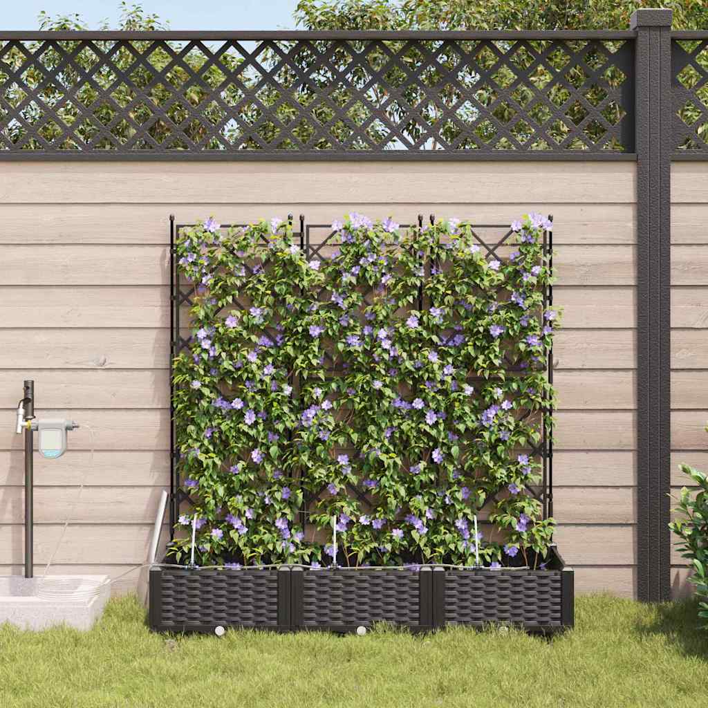 Macetero De Jardín 3 Uds. Negro 120 X 40 X 126 Cm Pp_1