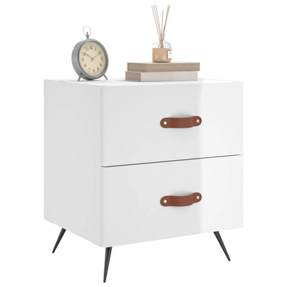 Mesita Noche 2 Uds Madera Ingeniería Blanco Brillo 40x35x47,5cm_2