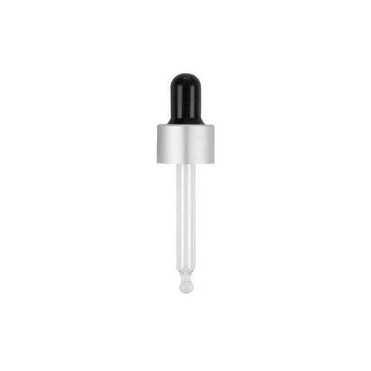 Pipeta conta-gotas preta - prateada com rosca de 18 mm para frasco de vidro, Camassia