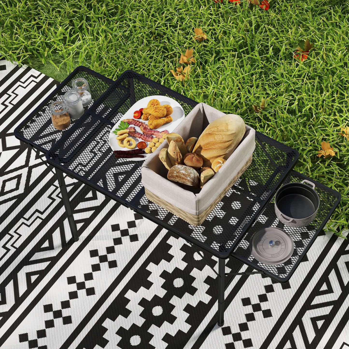 Outsunny Mesa Plegable Camping De Aluminio Con Laterales Abatibles Negro_4