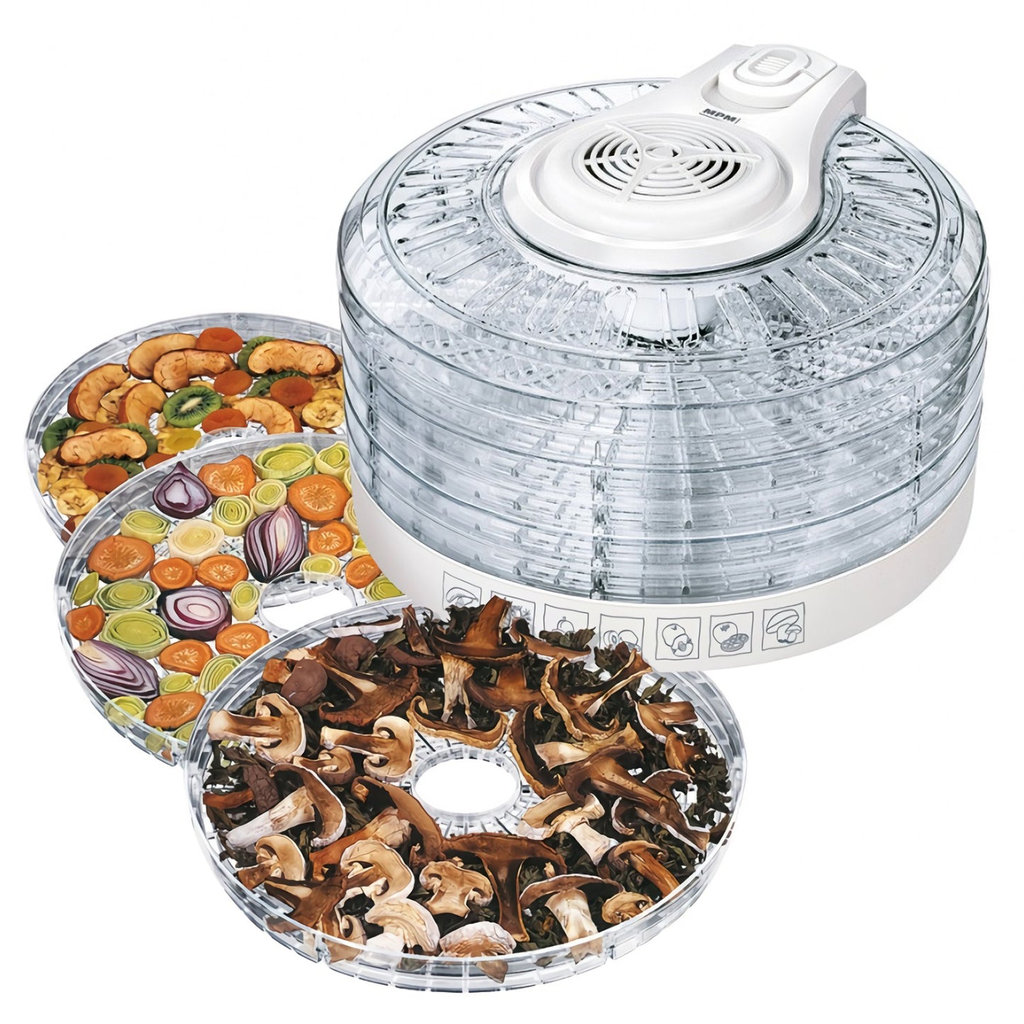 Deshidratador Alimentos, 5 Bandejas, 3 Niveles Temperatura, Seca Frutas, Verduras, Carne, Sin Bpa Mpm Msg-02 Transparente_1