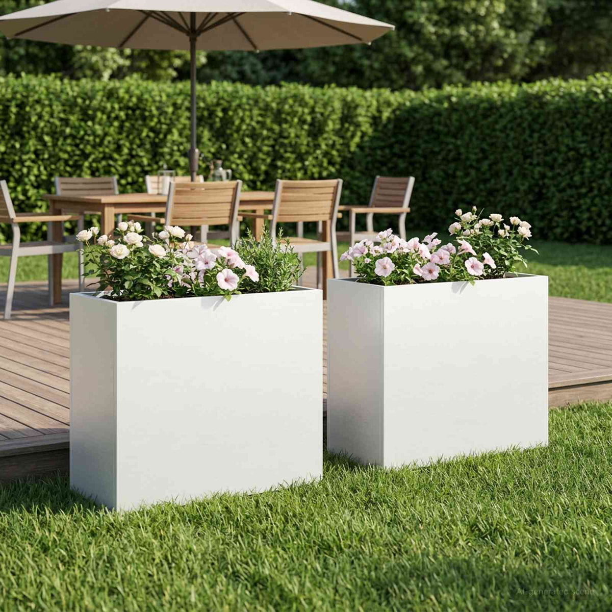 Macetero De Jardín 2 Uds. Blanco 50 X 20 X 40 Cm_1