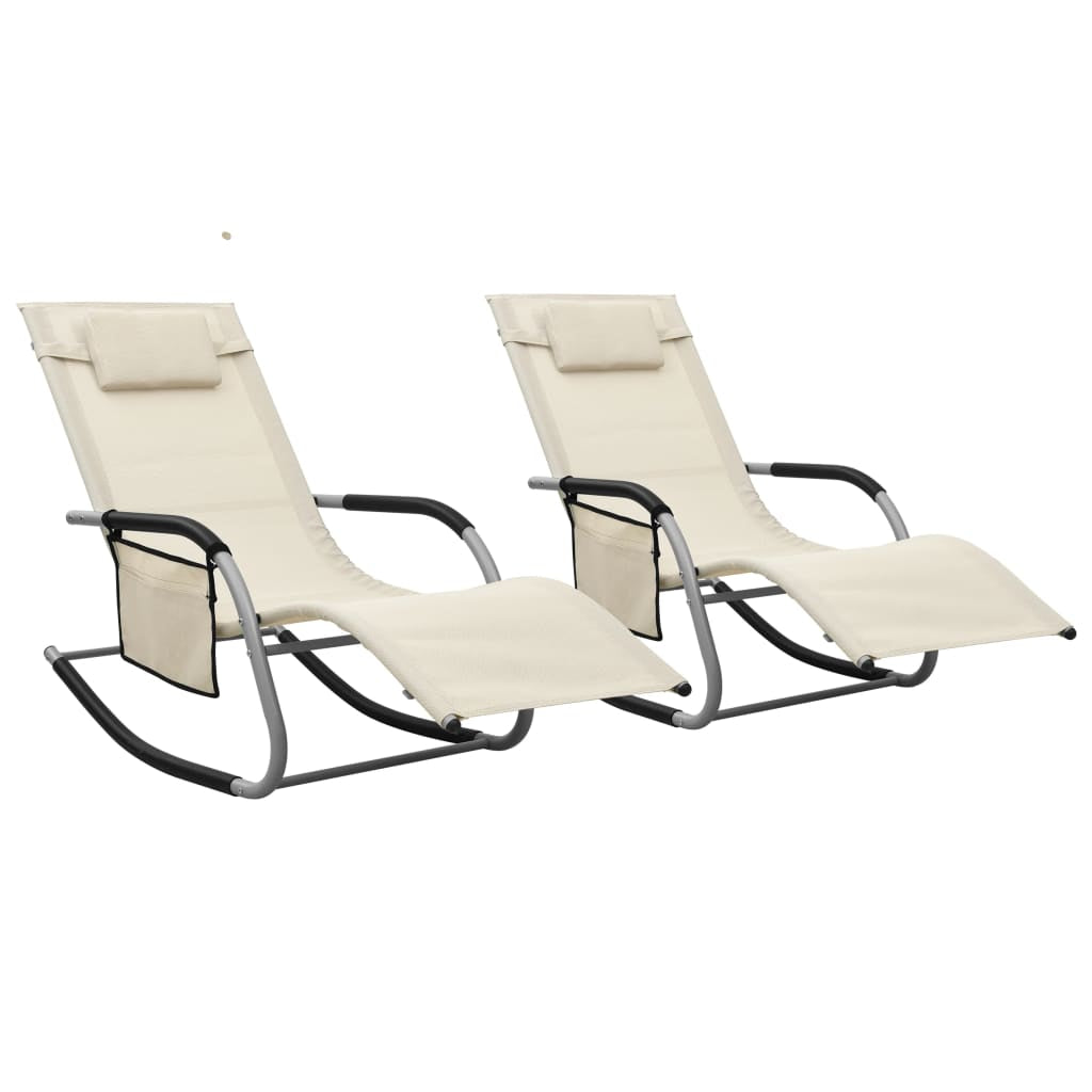 Vidaxl Tumbonas 2 Unidades Textilene Crema Y Gris_0