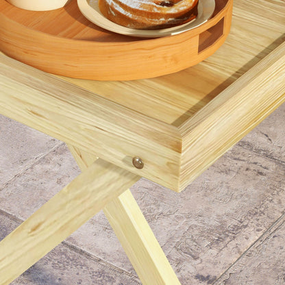 Outsunny Mesa De Jardín Rectangular De Madera Carga 40 Kg 68x44x75 Cm Natural_3