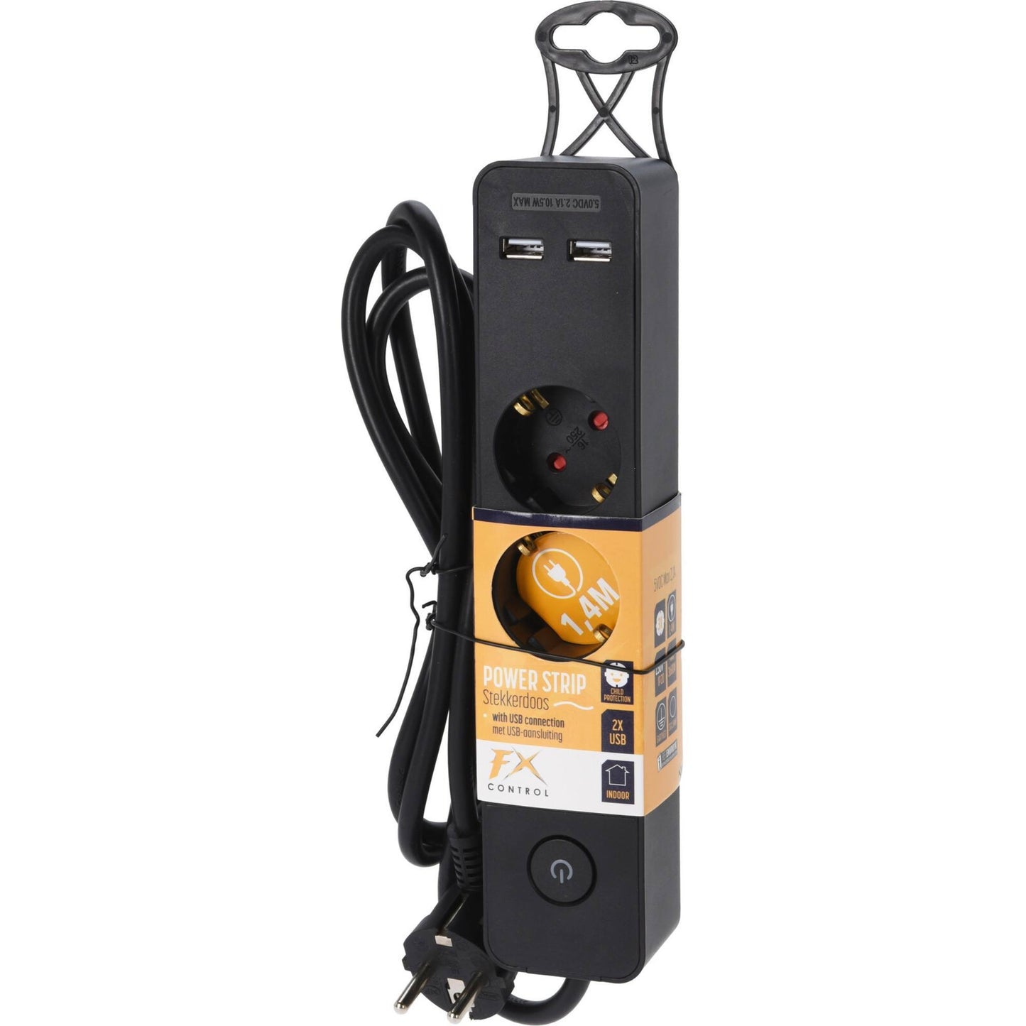 Well Home Regleta De 3 Vías Color Negro Con Protección Para Niños, Con Interruptor Encendido/apagado , Cable 140cm_2