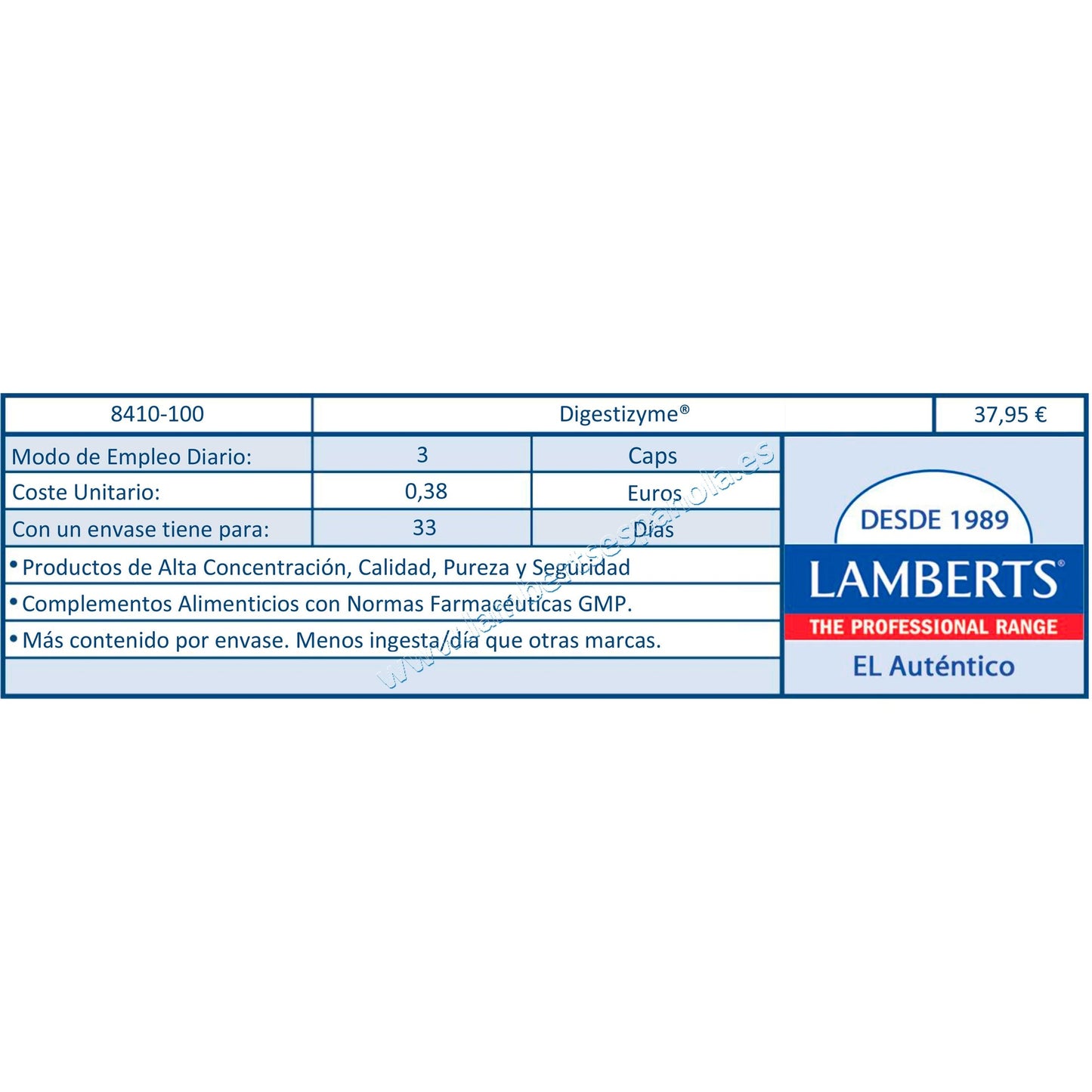 Embalagem de 2 enzimas digestivas Digestizyme, Lamberts, 100 cápsulas
