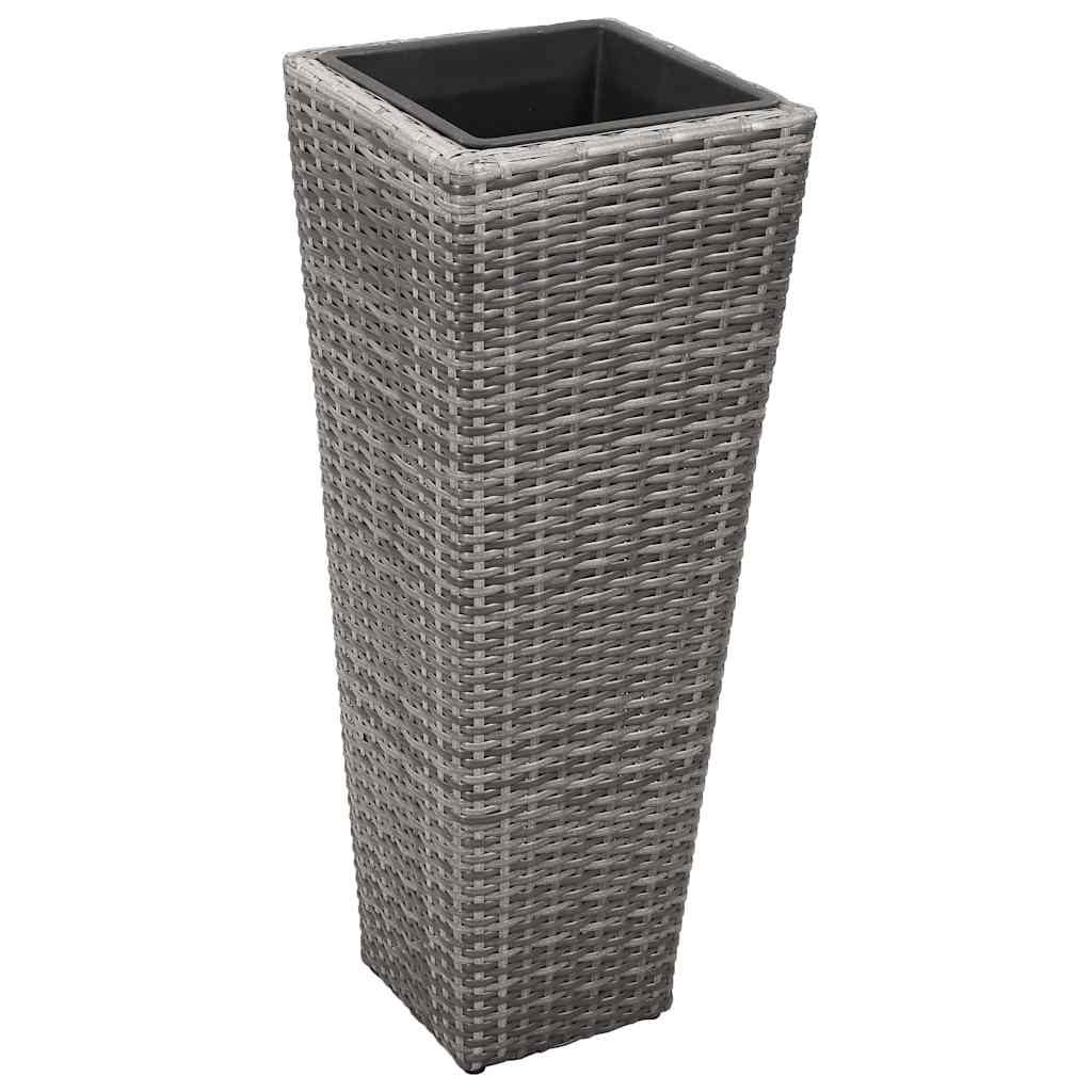 Conjunto De Arriates 3 Piezas Ratán Sintético Gris_2