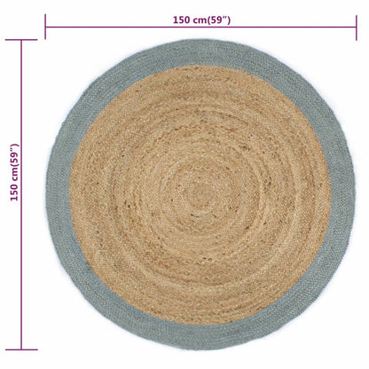 Alfombra Hecha A Mano De Yute Con Borde Verde Oliva 150 Cm / Vetonek_5