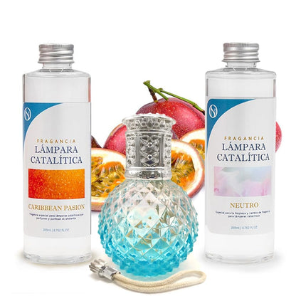 Pack Lámpara Catalítica Blue Diamonds + Fragancia Caribbean Passion 200ml + Limpiador Neutro 200ml + Mecha Repuesto_0