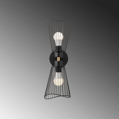 Aplique De Pared, Metal , Negro, 16x16x48, Casquillo 2 X E 27 Max 40 W