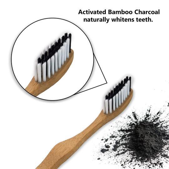 Pack 4x cepillo de dientes de bambú con carbón activado Bambaw
