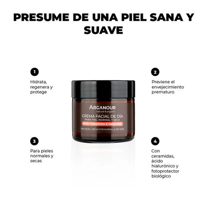 Arganour creme de dia 100% natural FPS15 para pele seca 50 ml
